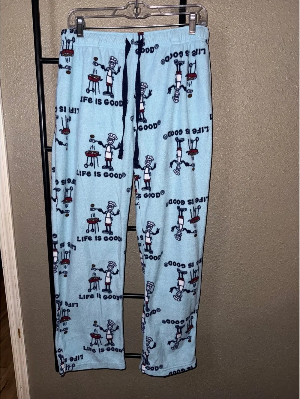 Life is Good Light Blue Fleece Sleepwear Pants Medium